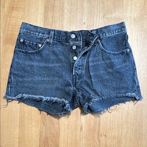Levi's Blue Jean Shorts Frayed Hem
